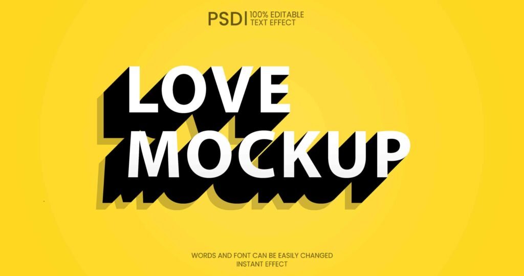 Love Mockup Simple 3d Shadow Text Effect PSD